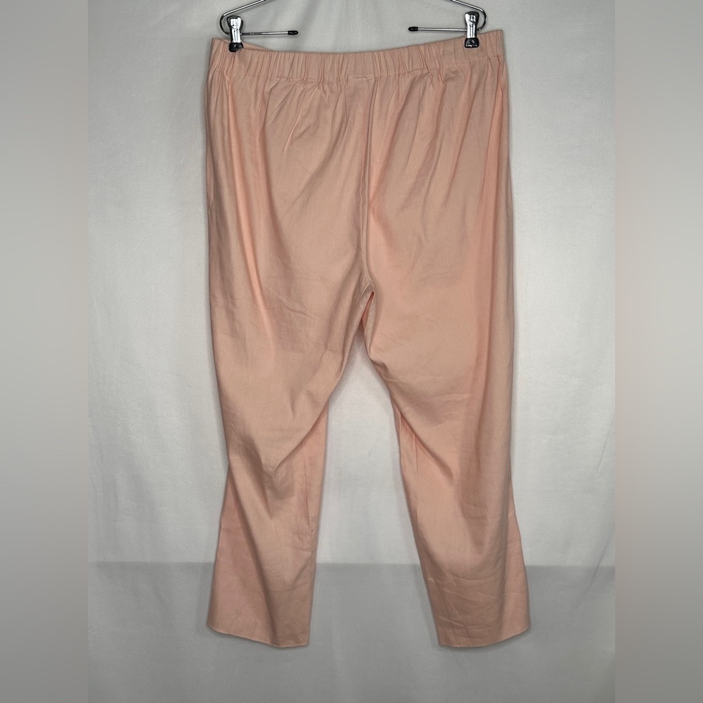 J. Jill Peach Pink Linen Stretch Slim Leg Elastic Waist Crop Pants Size 1X - Picture 2 of 8